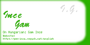 ince gam business card
